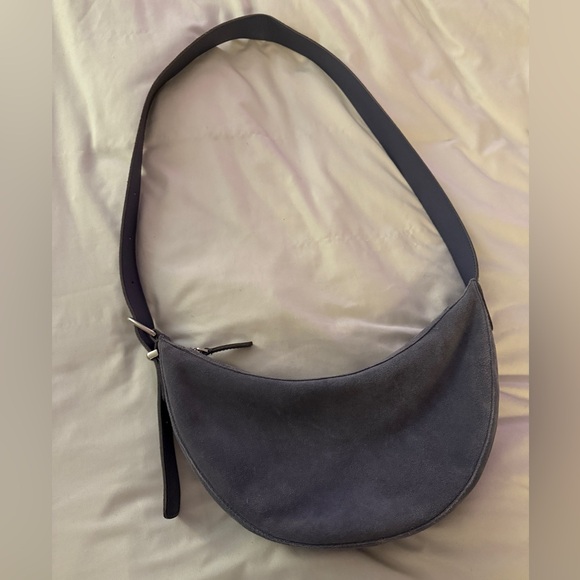 Greyish Blue Suede Crossbody Bag - Picture 4 of 8
